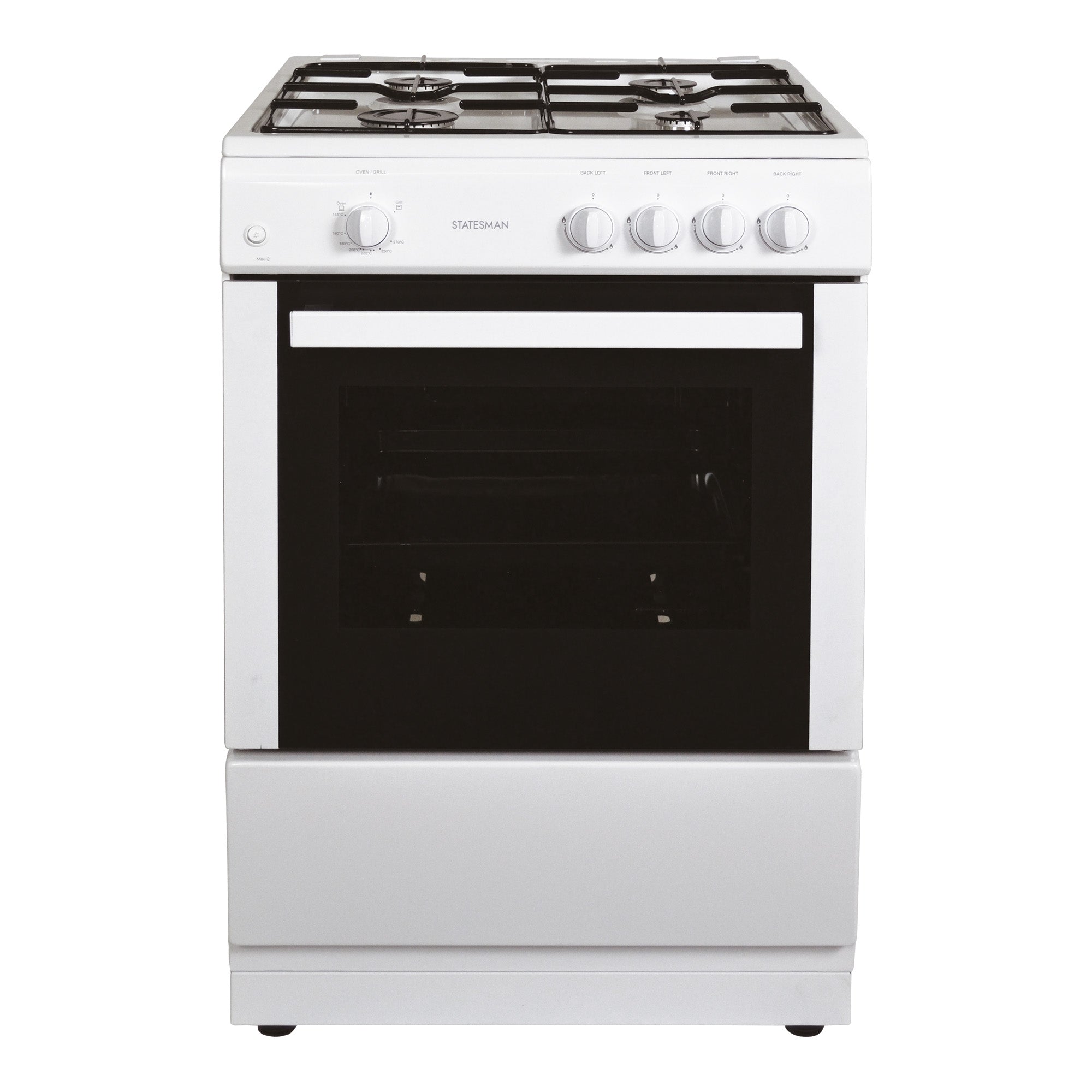 Single Cavity Gas Cooker, 4 Gas Burners, 60cm Wide, White