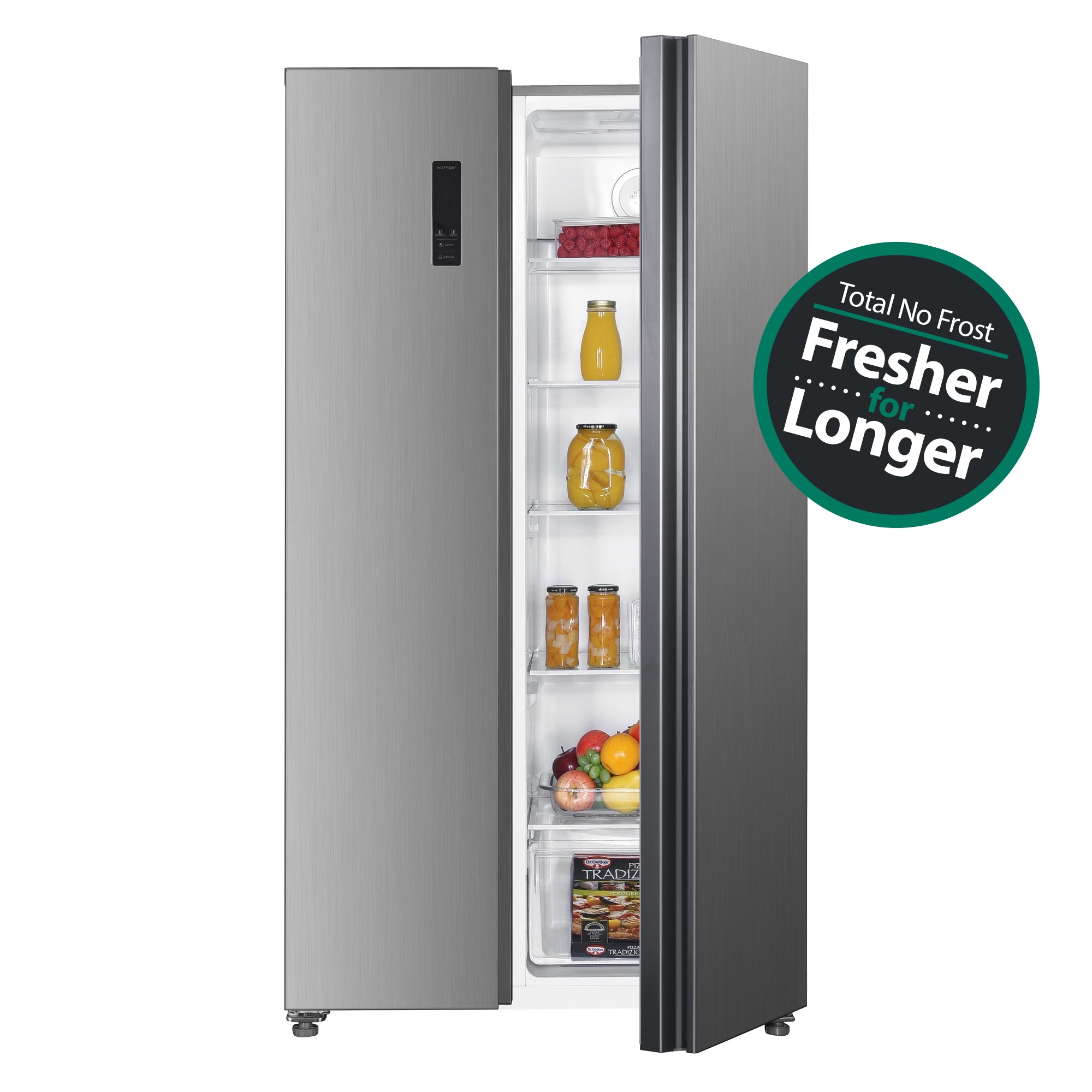 Freestanding American Side by Side Fridge Freezer, Total No Frost, Inox