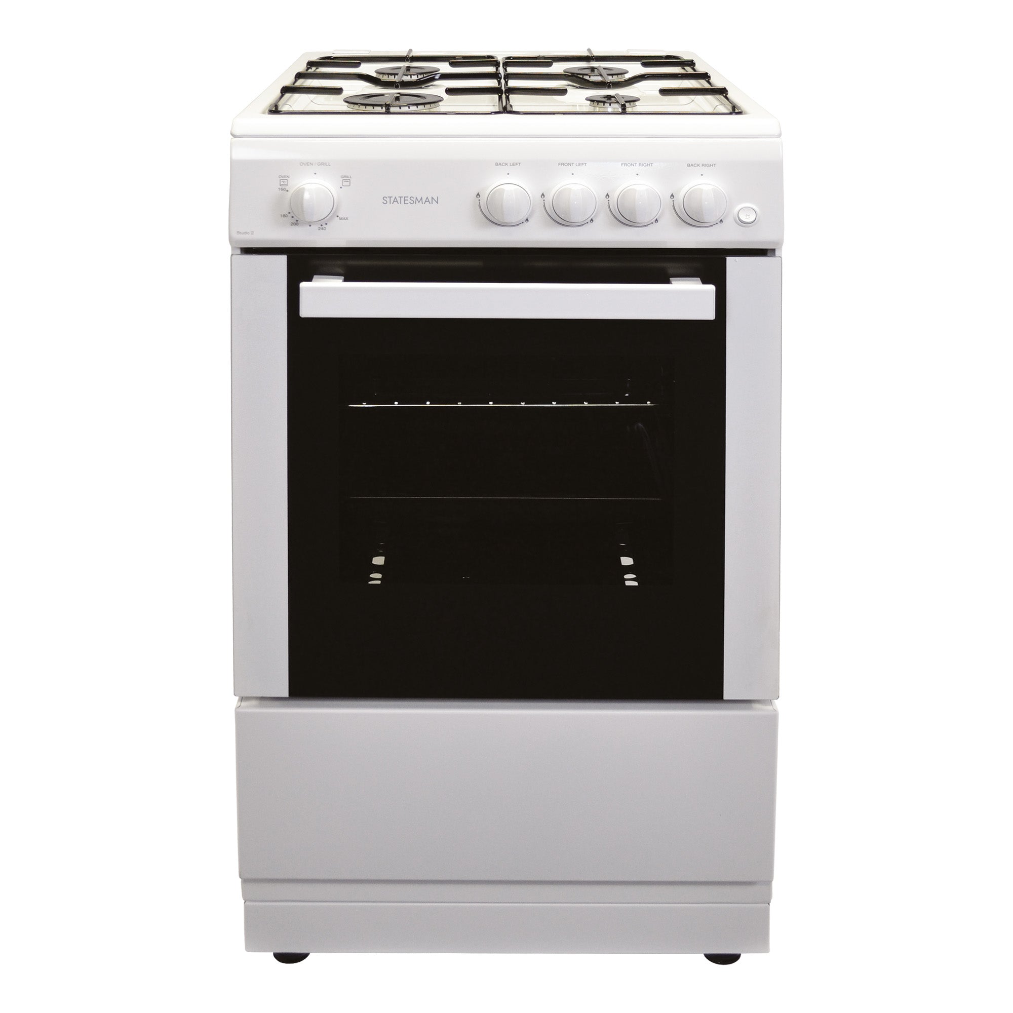 Single Cavity Gas Cooker, 4 Gas Burners, 50cm Wide, White