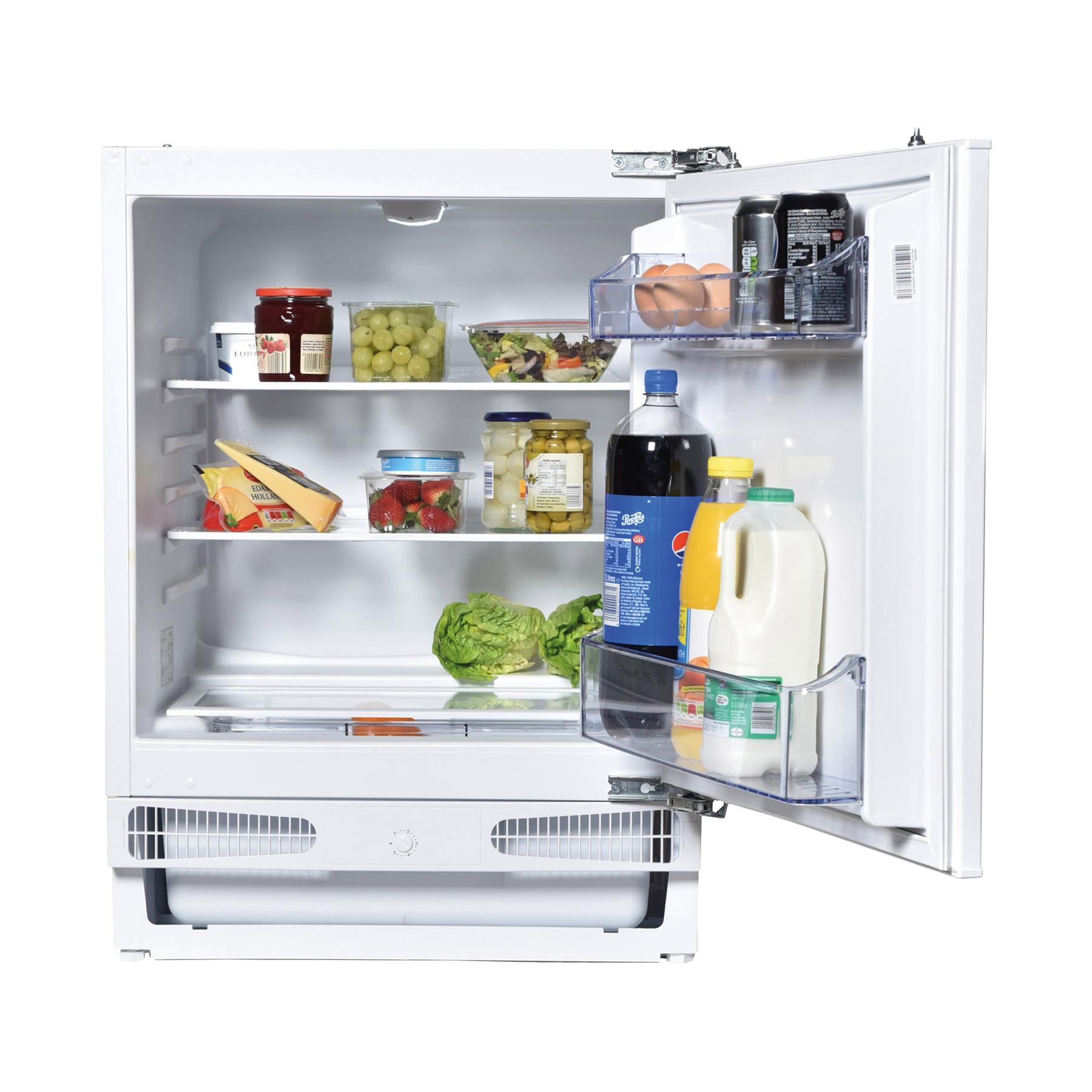 Integrated Under Counter Larder Fridge, 133 Litre, White