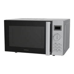 The Statesman Digital Microwave, 20 Litre 800W in silver features a digital display, multiple buttons, large right dial, and logo at the bottom. It offers convenient auto cooking programs.