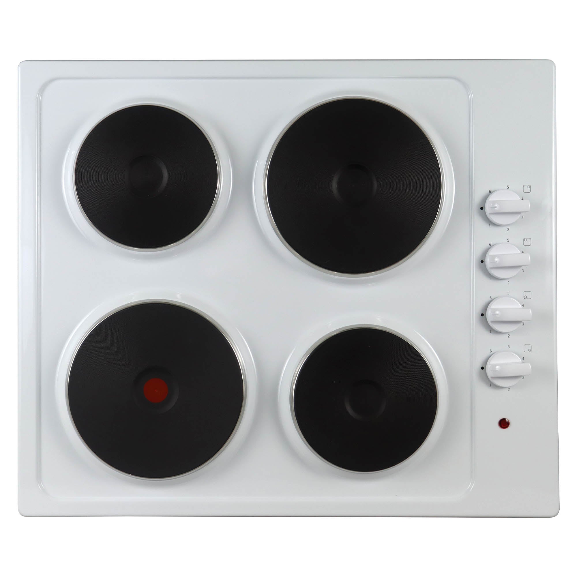 4 Plate Electric Hob Cooktop, Side Dial Control, 60cm, 5500 Watt, White