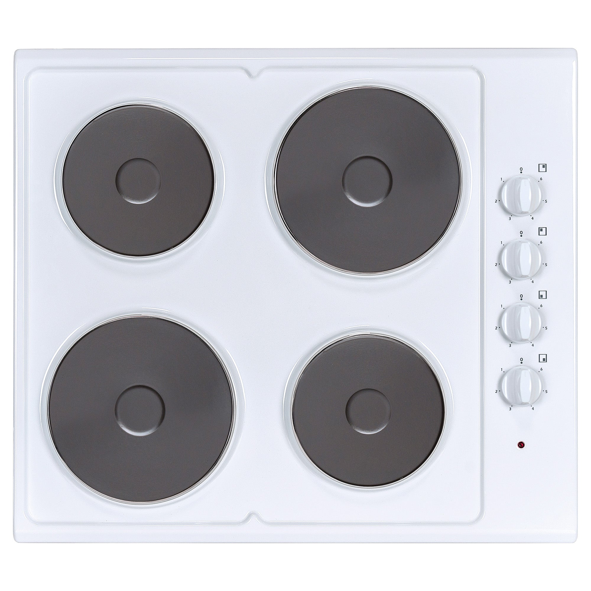 4 Plate Electric Hob Cooktop, Side Dial Control, 60cm, White