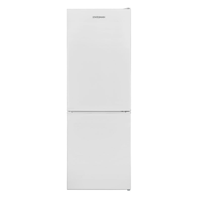 The Statesman Appliances 50/50 Fridge Freezer (152cm, White) is a freestanding, frost free model with a minimalist design, top fridge and bottom freezer compartments. The Statesman branding appears at the top.