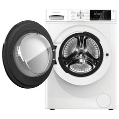 Statesman 10KG/6KG Washer Dryer in white, shown with its circular front-loading door open to reveal the metallic drum.