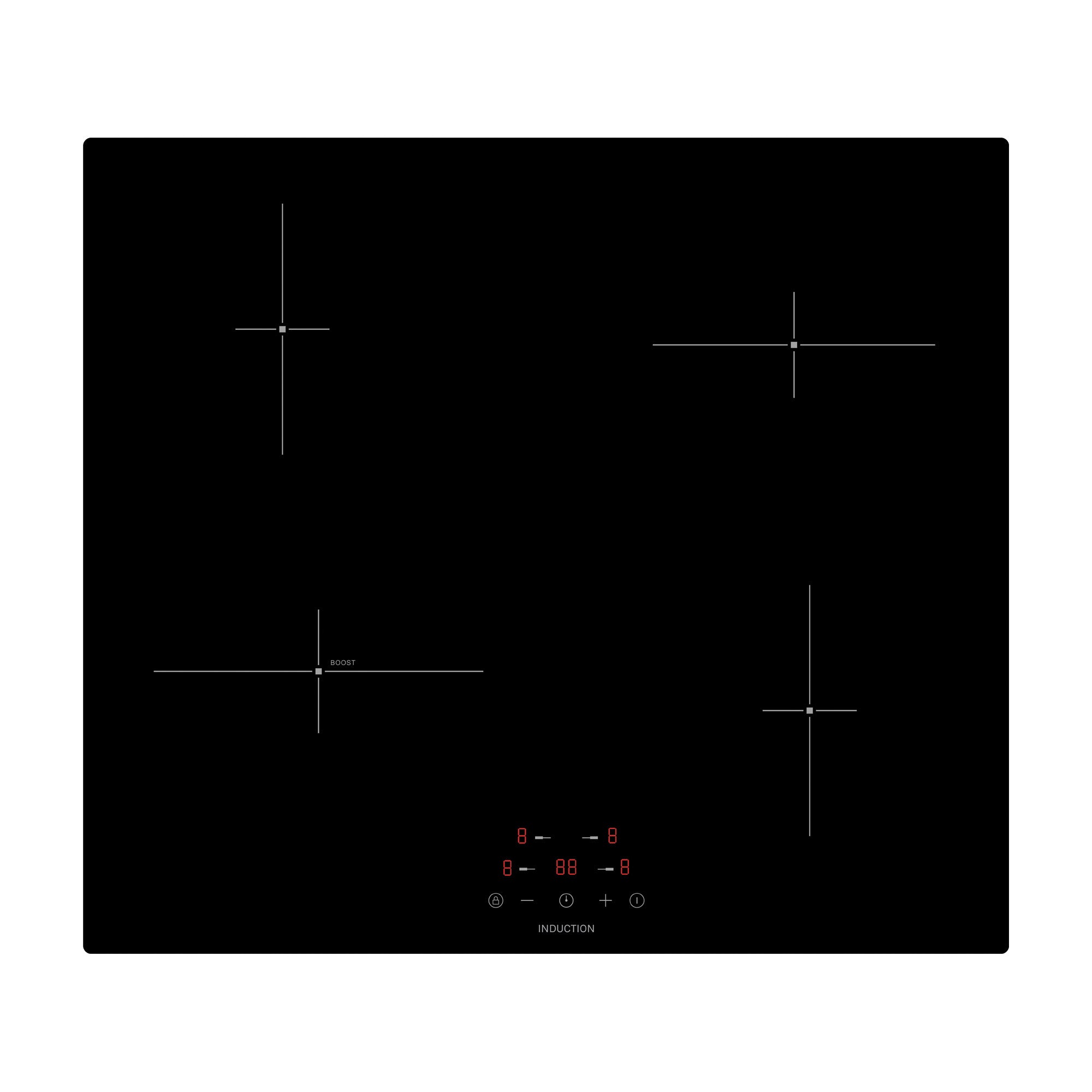 4 Zone Glass Induction Hob with Touch Control, Black