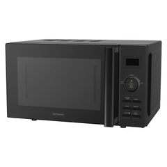 The Statesman Digital Microwave, 20 Litre, 800W in black features a digital display, control knob, buttons on the right, a large window on the door, and a stainless steel cavity with the brand name at the bottom.