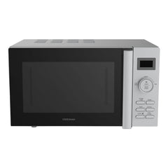 The Statesman Digital Microwave, 20 Litre 800W in silver, features a stainless steel cavity, digital display, and right-side control panel with buttons and dial. Brand logo is visible on the front and it offers convenient auto cooking programs.