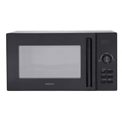 The Statesman Digital Microwave, 23 Litre 900W in black, features a digital display, buttons and dial on the right, plus a large window door with vertical handle and brand logo below the window.
