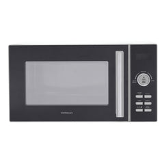 The Statesman Digital Microwave, 23 Litre 900W in silver, features a digital display, control buttons and dial on the right, plus a large transparent door window—offering convenience and style for any kitchen.